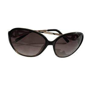 Oversized Black Sunglasses with Gold Chain Detail